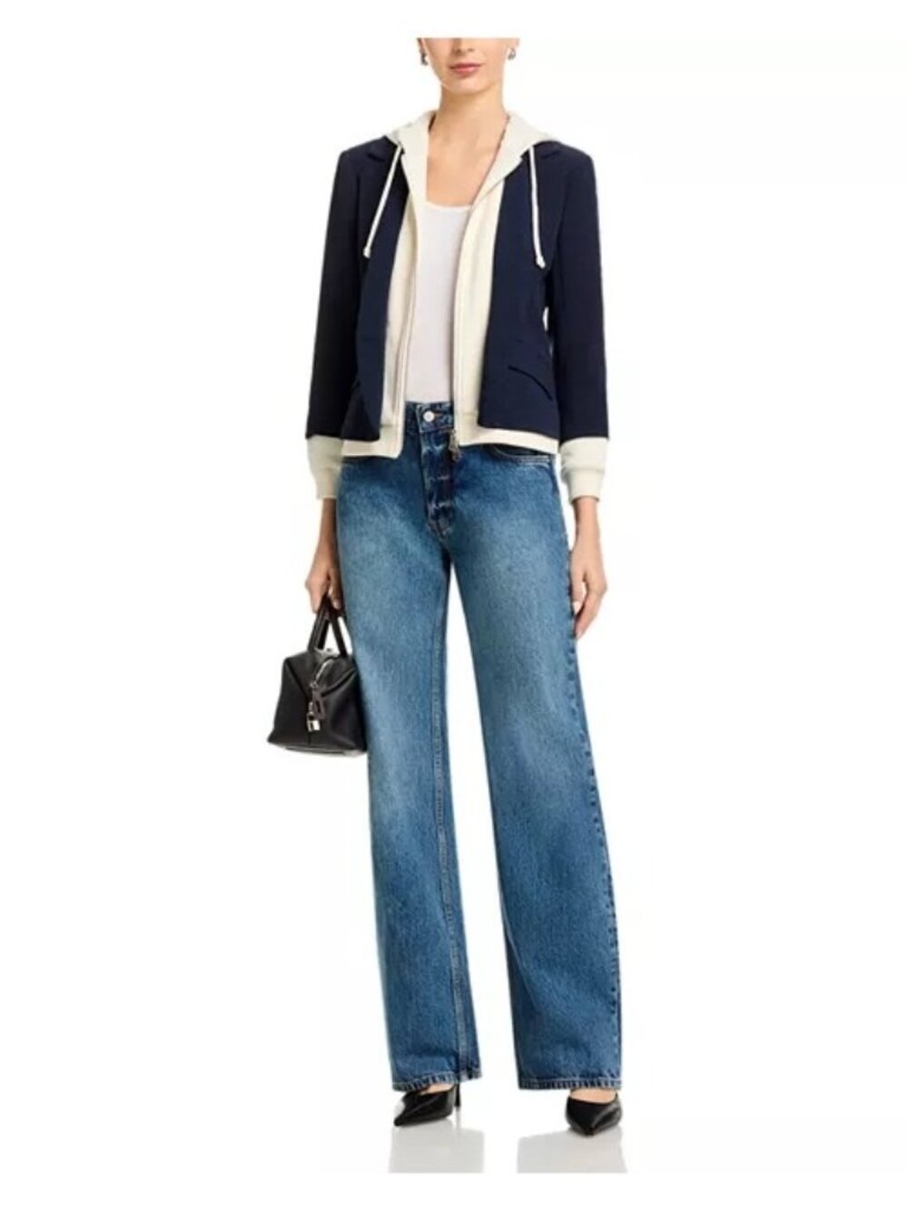 CINQ A SEPT Le Petit Khloe Blazer navy/ cream SWEATSHIRT SIZE 4 - Picture 3 of 13
